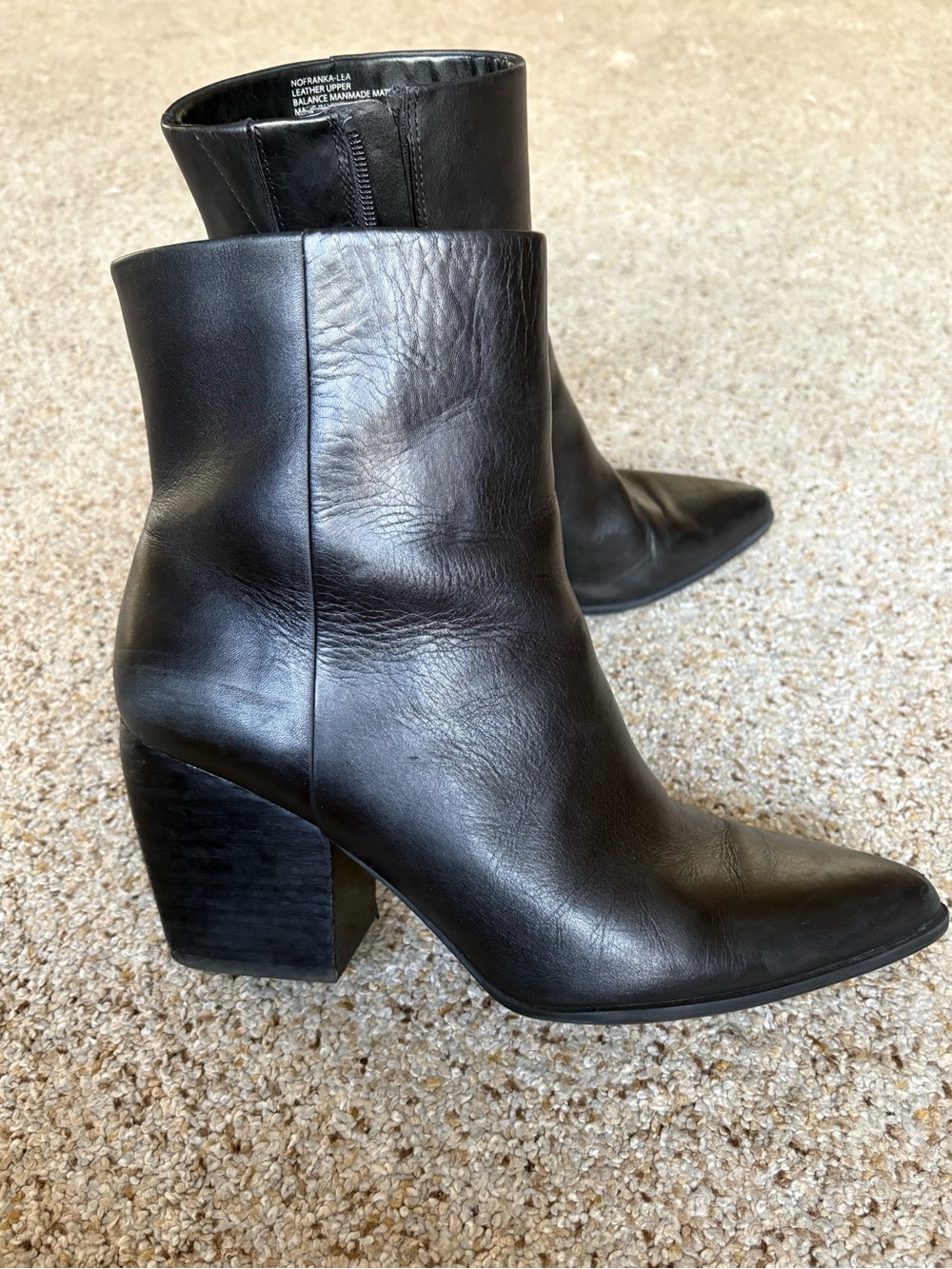 Nordstrom Classic Black Leather Block Heel Ankle Boots size 9